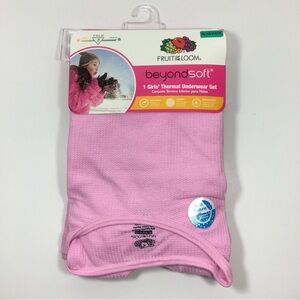 Girl’s Thermal Underwear Set, Soft Waffle Fabric, Pink